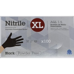Guantes nitrilo negro sin polvo talla XL caja 100 ud